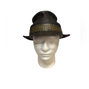 Goorin Bros Black and Gold Fedora Woven Hat